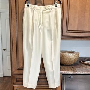 Escada Cream High-Waist Pleated Trousers